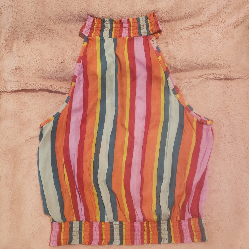 ANGIE Striped Sleeveless Shirt in Large